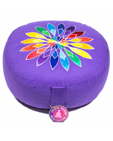 Coussin de méditation violet fleur multicolore