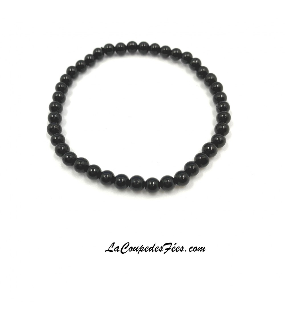 Bracelet perles en Tourmaline Noire (4 mm)