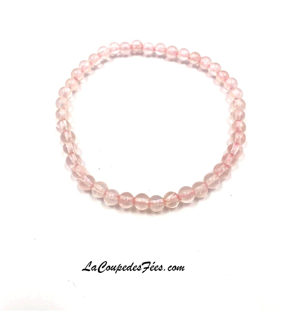 Bracelet perles Quartz Rose (4 mm)