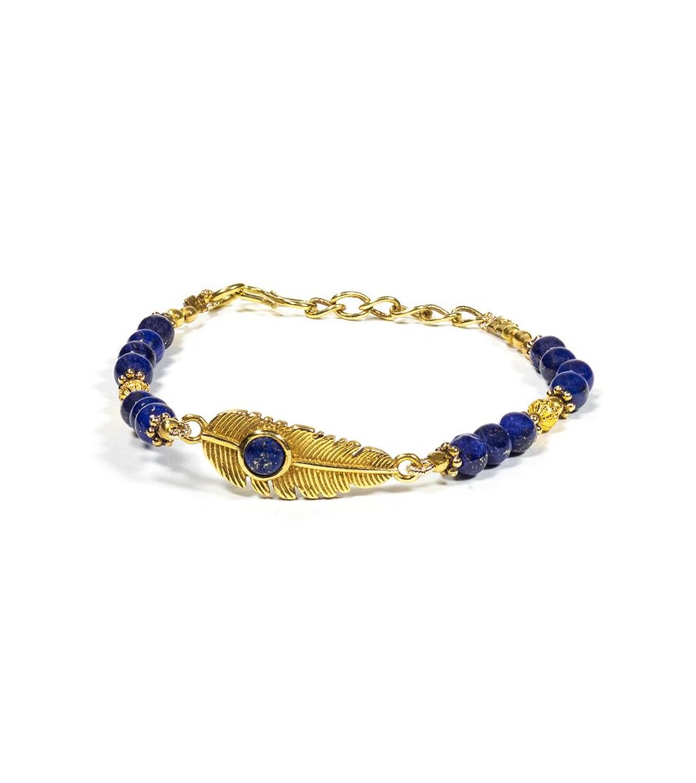 Bracelet plume avec Lapis Lazuli