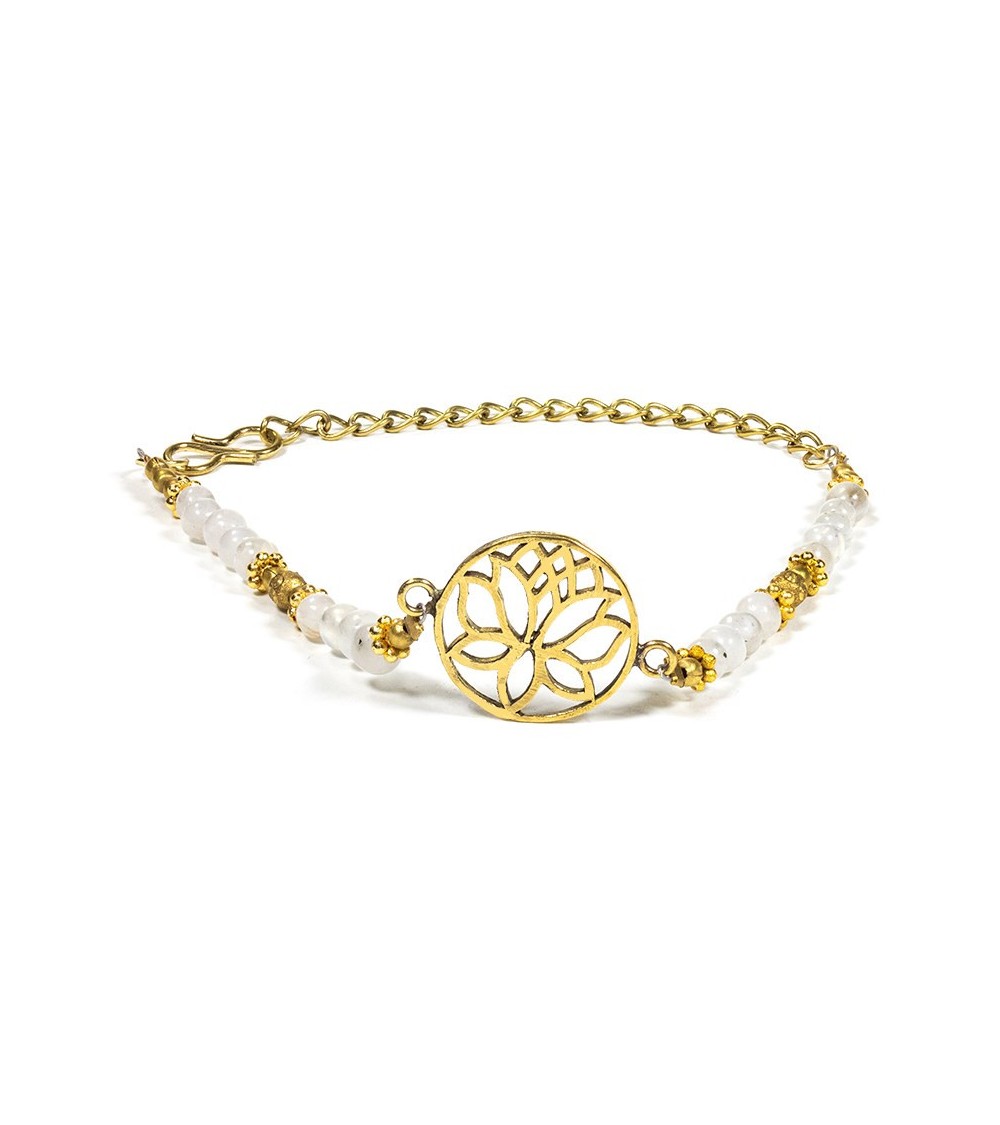 Bracelet Lotus avec labradorite blanche