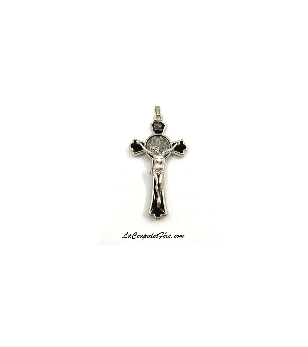 Croix de St Benoît émaillé noire