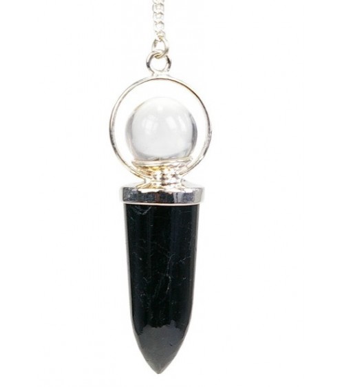 Pendule Tourmaline noire & Bille de cristal