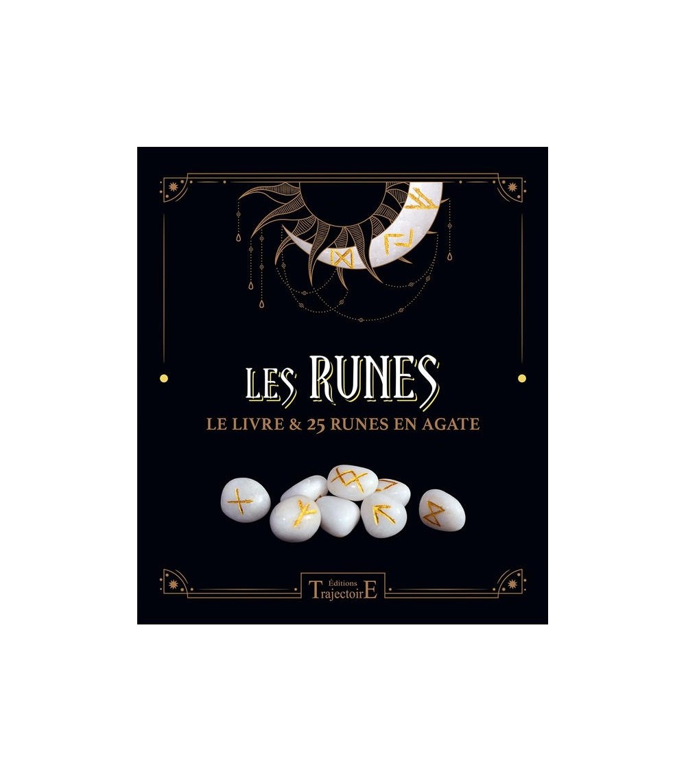Les Runes - Le livre & 25 runes en agate - Coffret