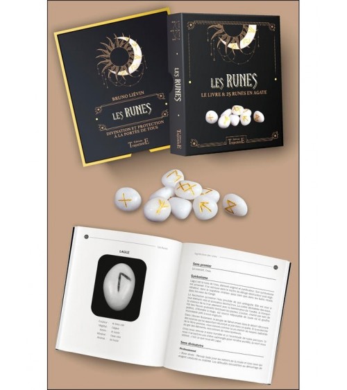 Les Runes - Le livre & 25 runes en agate - Coffret