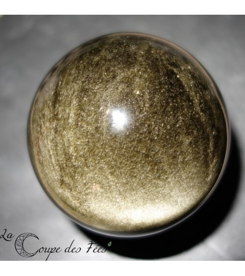Sphère en Obsidienne Dorée 1