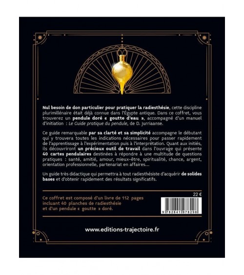 Le Pendule - Coffret - Le livre d'initiation & le pendule goutte doré