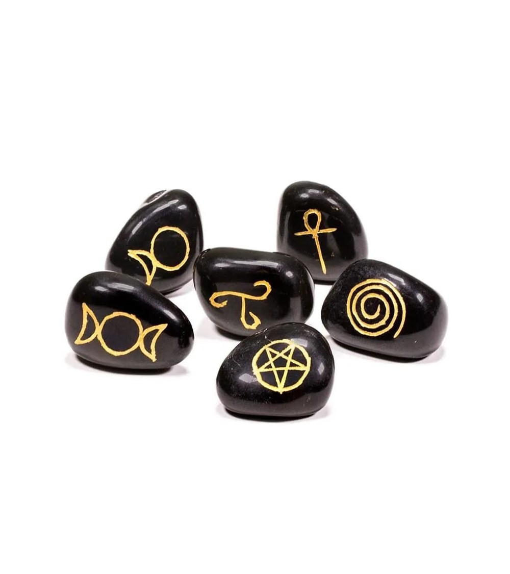 Symboles Wicca agate noire SET de 6