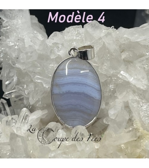 Pendentif Calcédoine Bleue & Argent