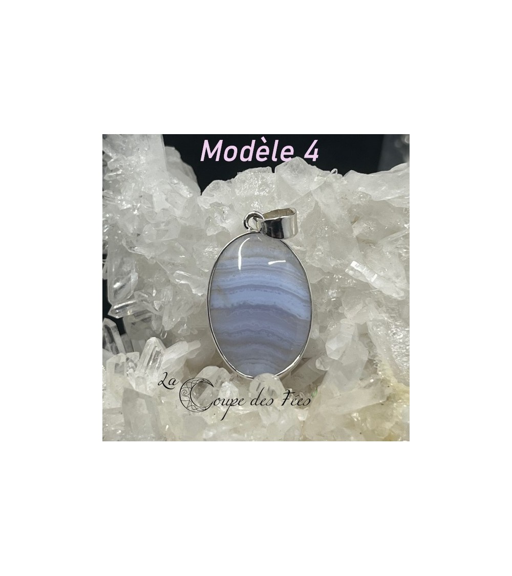 Pendentif Calcédoine Bleue & Argent