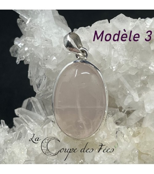 Pendentif en Quartz Rose étoilé et Argent