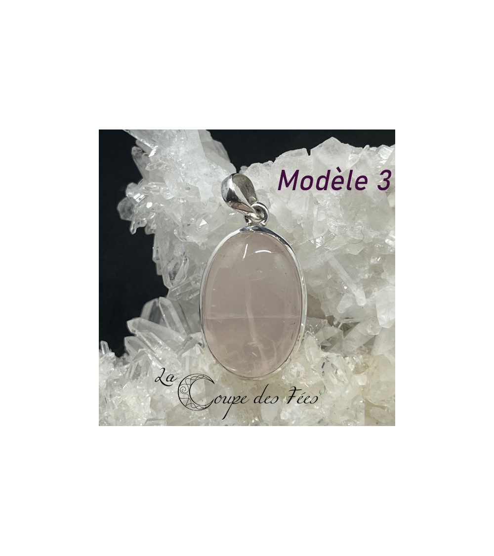 Pendentif en Quartz Rose étoilé et Argent