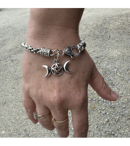 bracelet triple lune et coeur