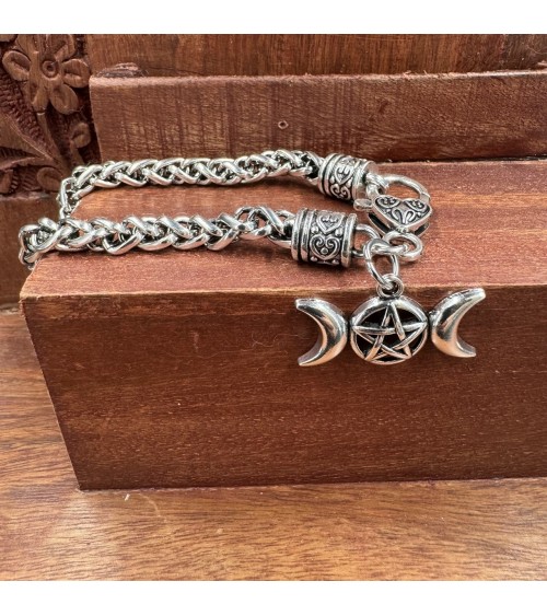 bracelet triple lune et coeur