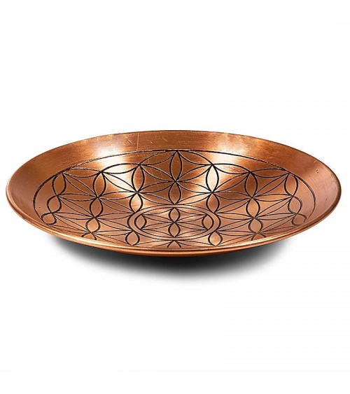 Assiette de cuivre motif fleur de vie