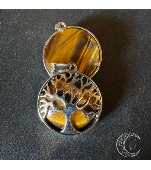 Pendentif Métal Arbre de Vie Oeil de tigre