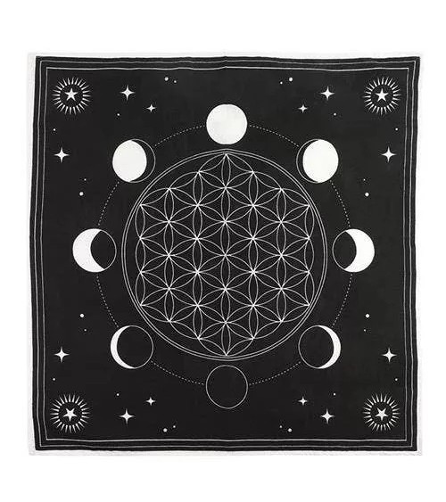 Nappe fleur de vie et Phases lunaires (70x70cm)