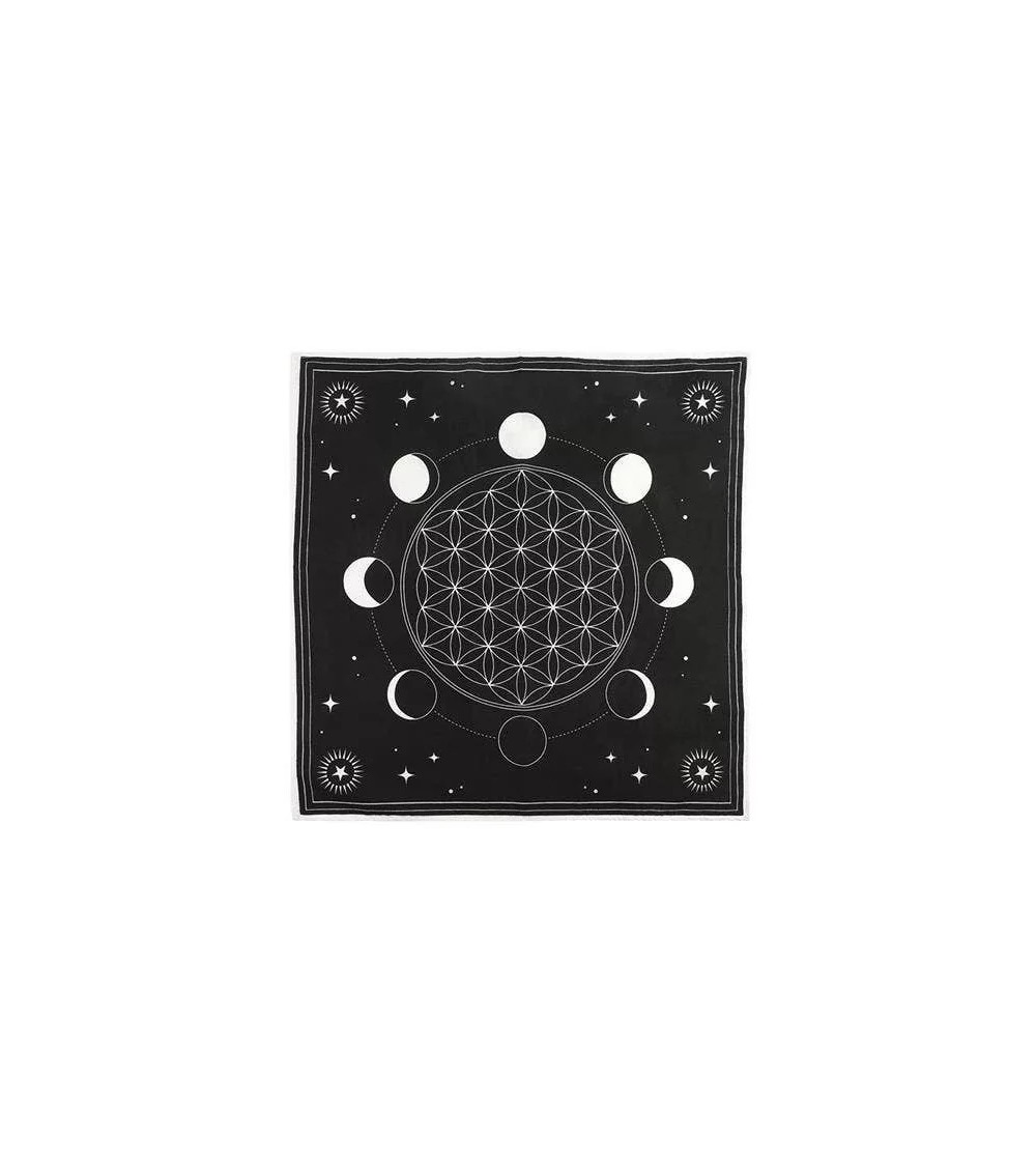 Nappe fleur de vie et Phases lunaires (70x70cm)