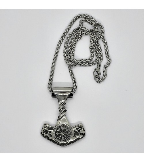 Collier Marteau de Thor Vegvisir dans le cercle runique