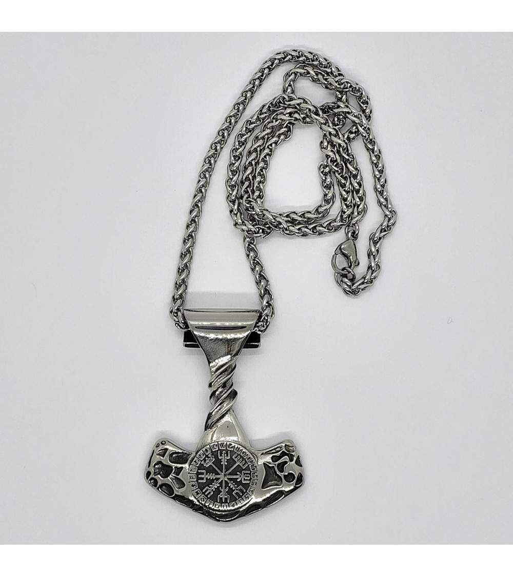 Collier Marteau de Thor Vegvisir dans le cercle runique