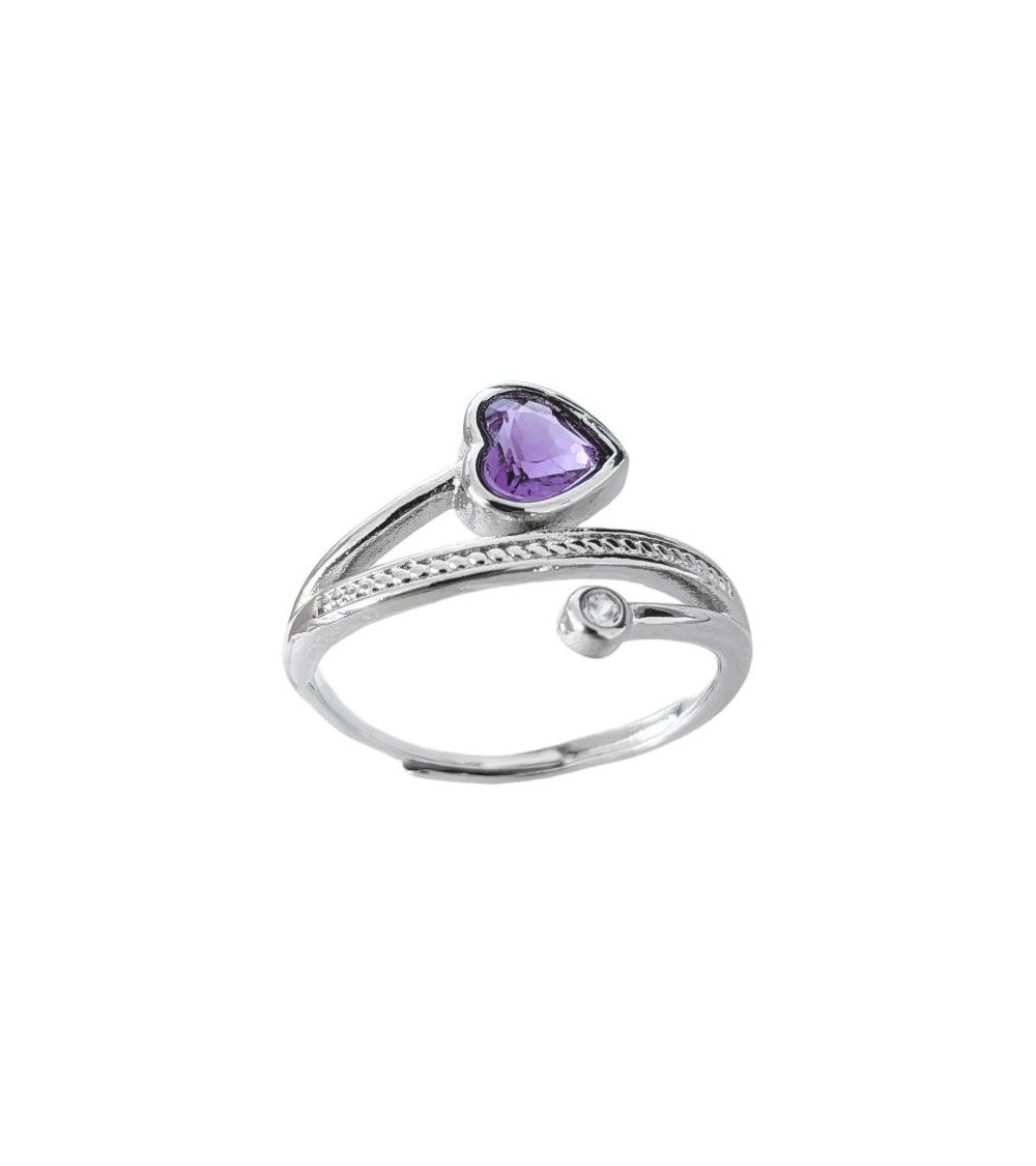 Bague en améthyste AA et cuivre blanc