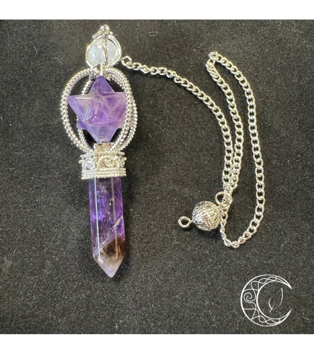 Pendule Merkaba 3 pierres Améthyste