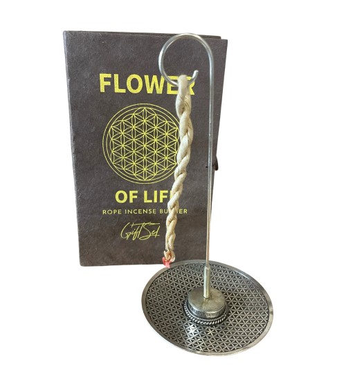 Porte encens pour encens en corde Fleur de vie