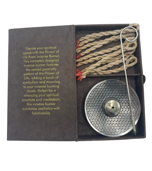 Porte encens pour encens en corde Fleur de vie