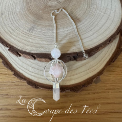 Pendule Merkaba 3 pierres Quartz rose