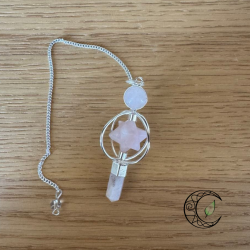 Pendule Merkaba 3 pierres Quartz rose