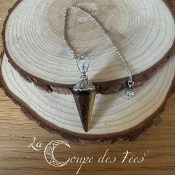 Pendule Œil de Tigre à Facettes & Métal – Protection & Ancrage