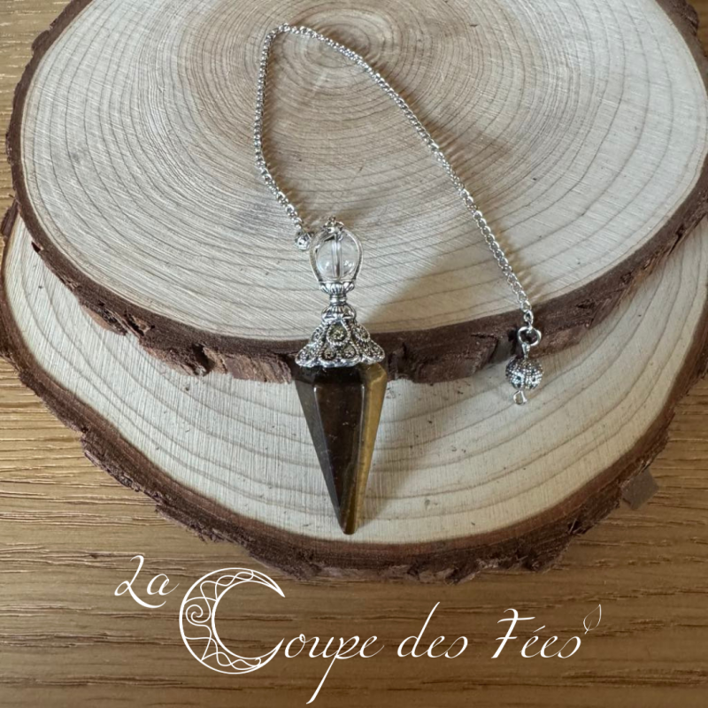 Pendule Œil de Tigre à Facettes & Métal – Protection & Ancrage