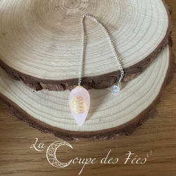 Pendule Goutte en Quartz Rose & Fleur de Vie