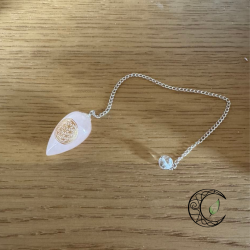 Pendule Goutte en Quartz Rose & Fleur de Vie