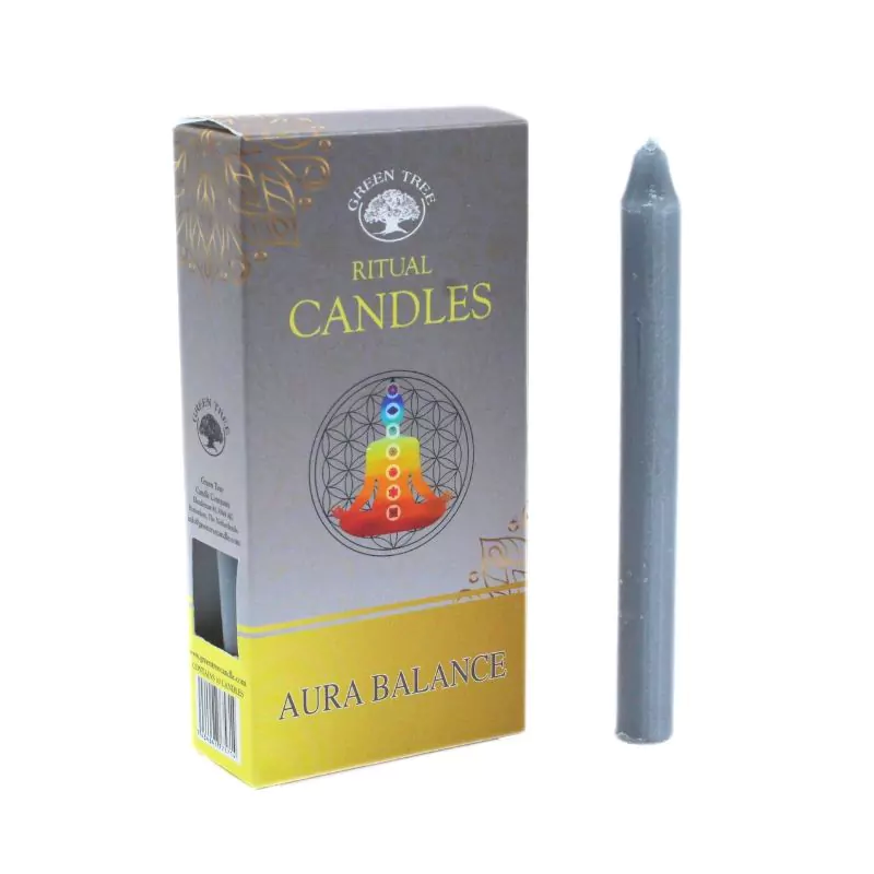 Bougies rituelles Equilibre de l'Aura - Grises 10 Pièces