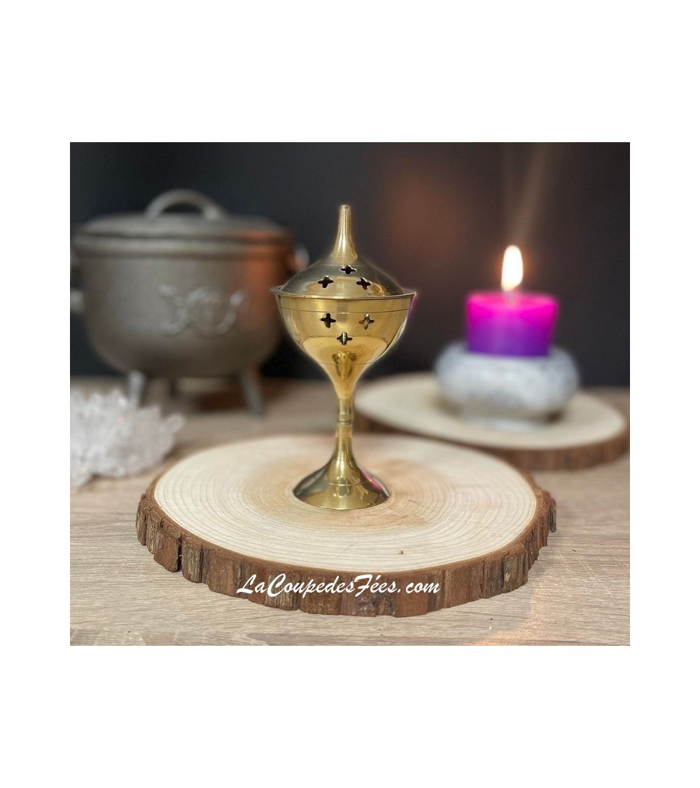 Encensoir sur Pied en Laiton – 15 cm de hauteur