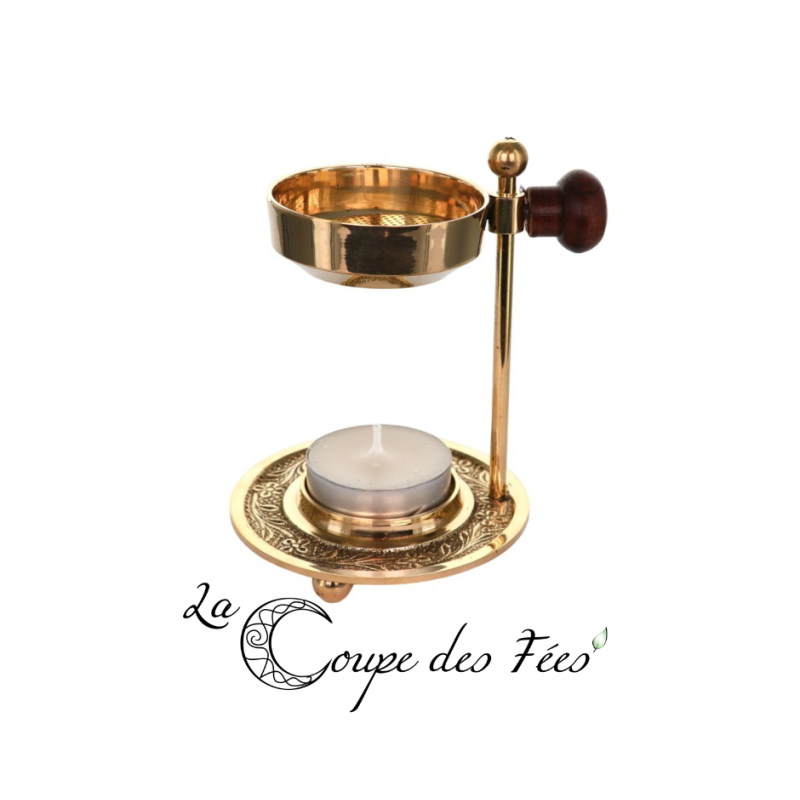 Encensoir en Laiton Ciselé Réglable à Bougie – H 11 cm, Ø 8 cm