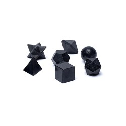 Ensemble de 7 solides de Platon en Tourmaline Noire – ~2 cm