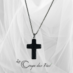 Pendentif Croix en Pierre de Lave