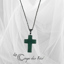 Pendentif Croix en Aventurine Verte