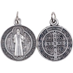 Médaille de Saint Benoît – Argentée 2,1 cm Gravée Recto-Verso