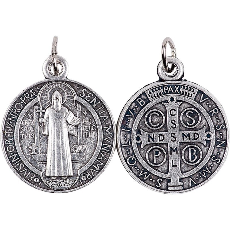 Médaille de Saint Benoît – Argentée 2,1 cm Gravée Recto-Verso