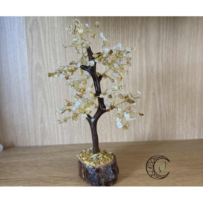 Arbre du Bonheur en Citrine Chauffée – 22 cm