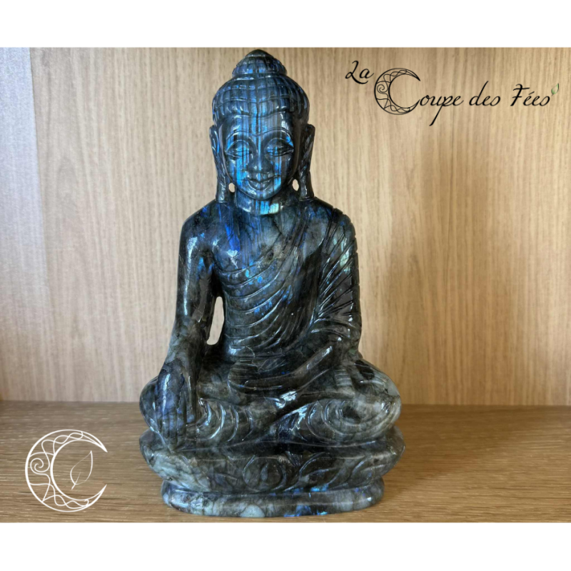 Statue de Bouddha en Labradorite – Qualité Extra