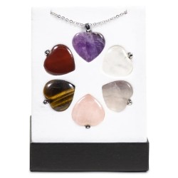 Lot de 6 pendentifs en pierres- Forme coeur