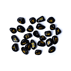 Runes en Agate Noire – Pierre Naturelle