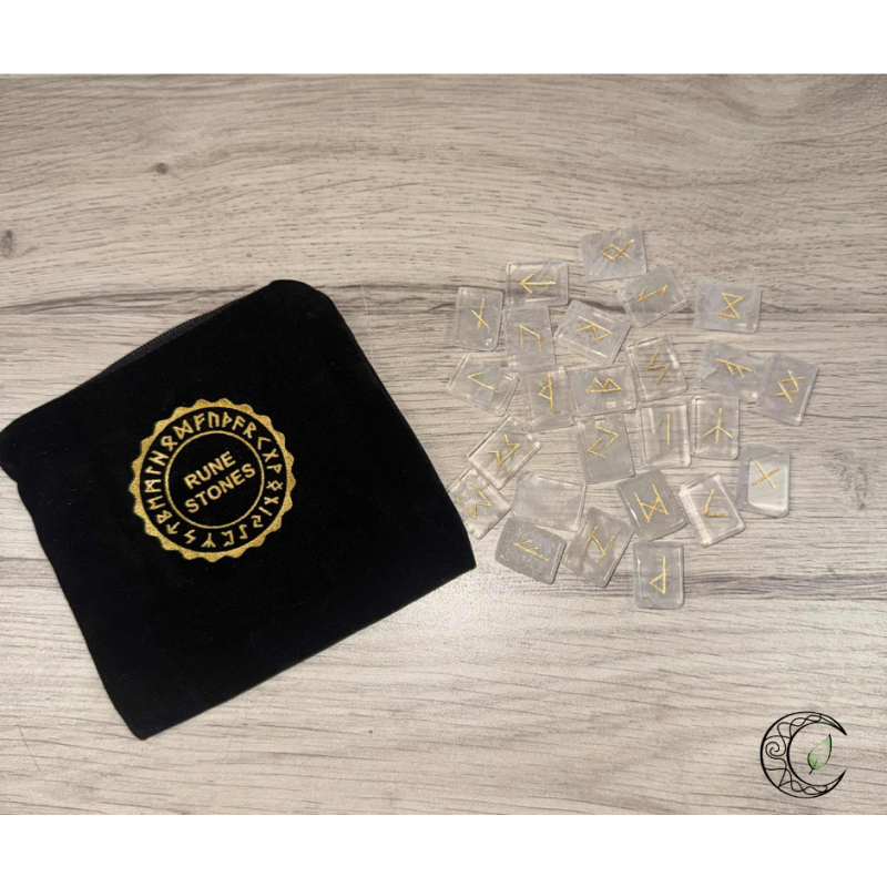 Runes en Cristal de Roche – pierres plates