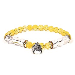 Bracelet Citrine & Cristal de Roche – Bouddha Argenté