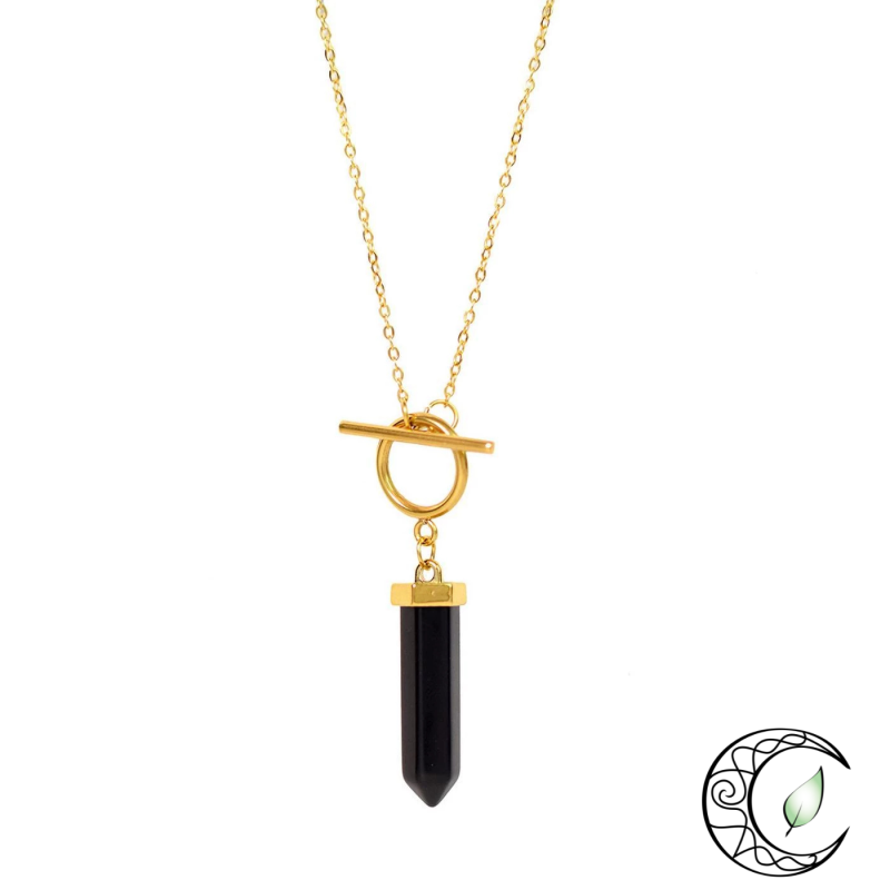 Collier Pendule Divinatoire en Obsidienne Noire