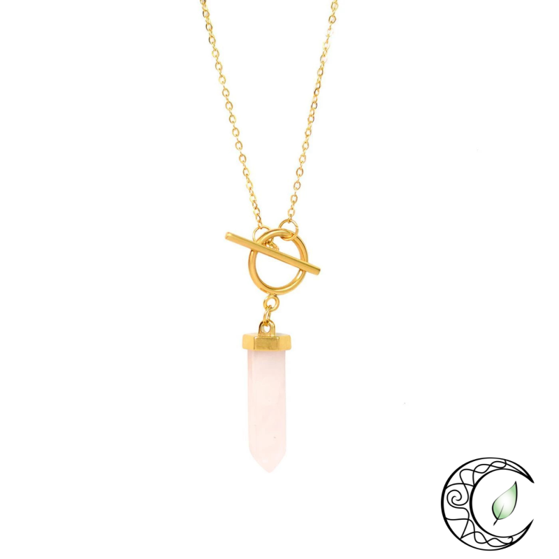 Collier Pendule Divinatoire en Quartz Rose